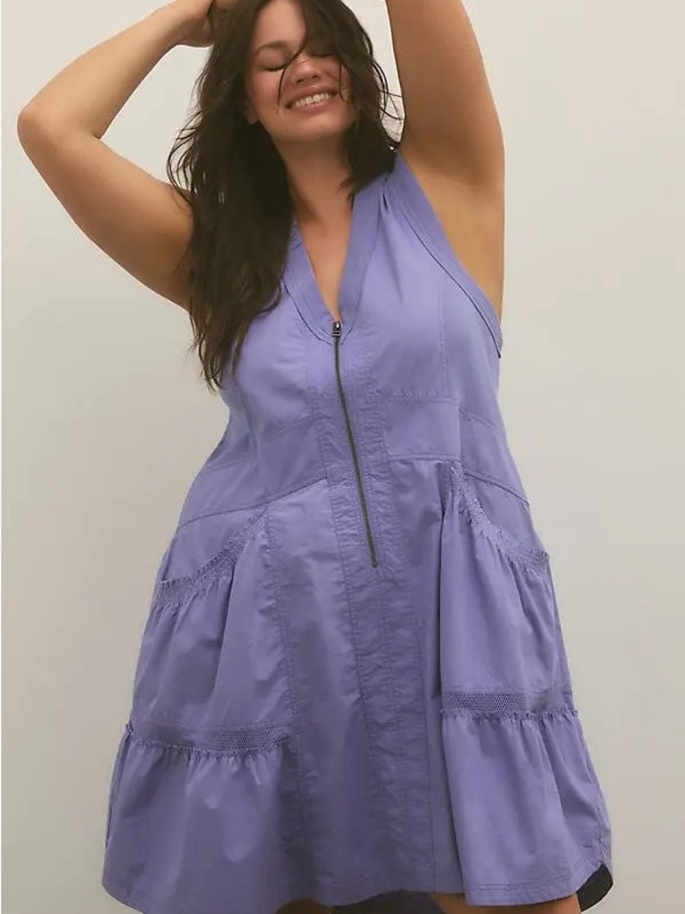 Anthropologie Lavender Purple Sleeveless Zip-Front A-Line Dress